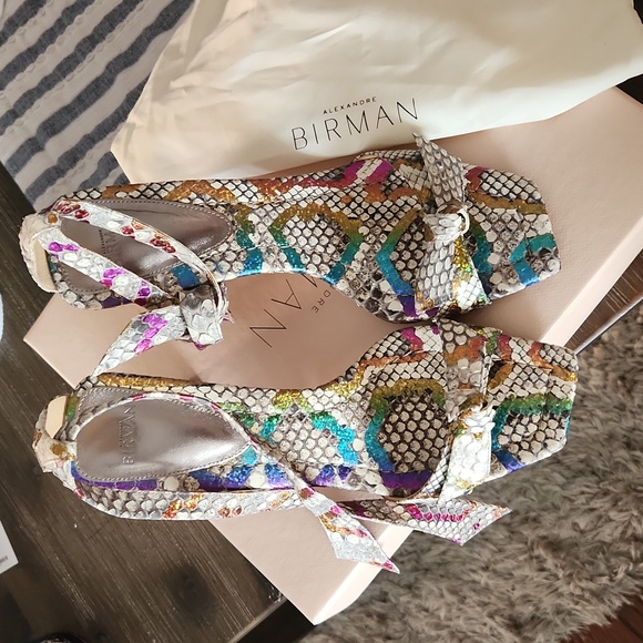 Alexandre Birman Snake Python Print Clarita Sandal Rainbow 38 - Picture 3 of 9